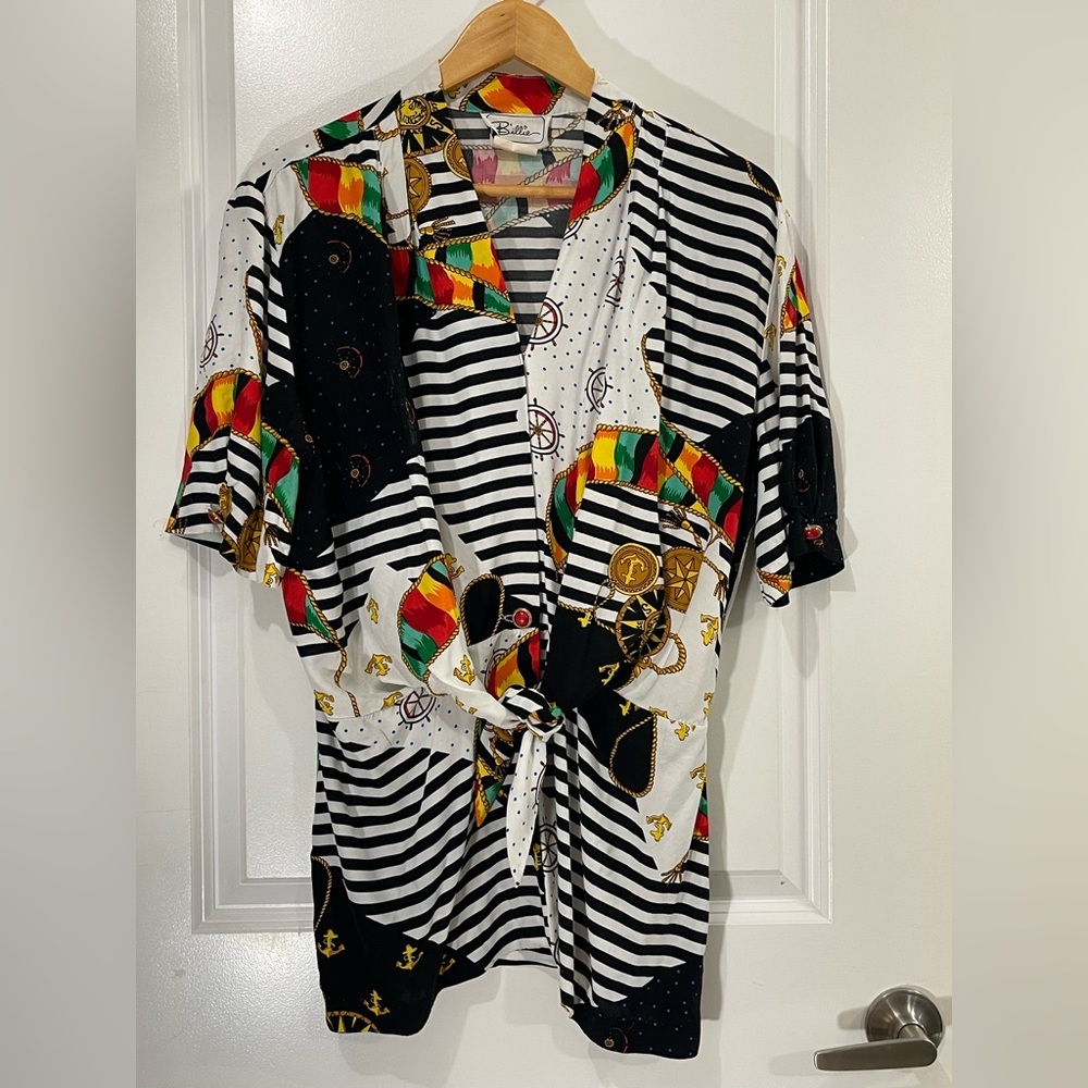 Vintage Billie Brand Nautical Swimsuit Coverup Dress Size Medium-Large